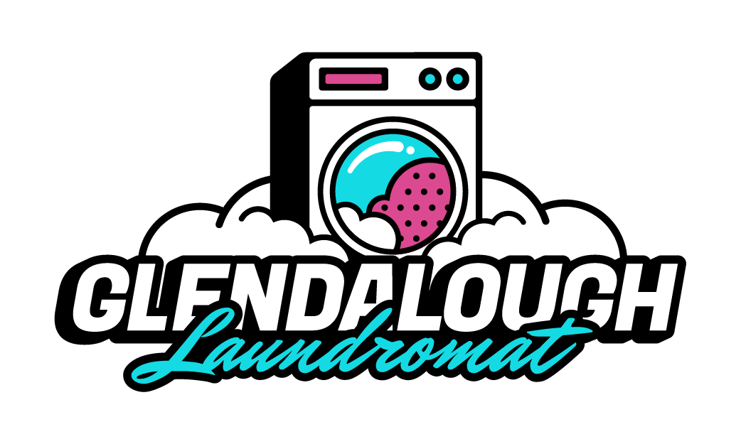 Glendalough Laundromat Primary Icon, shows the name with a washing machine in a cloud of soapsuds